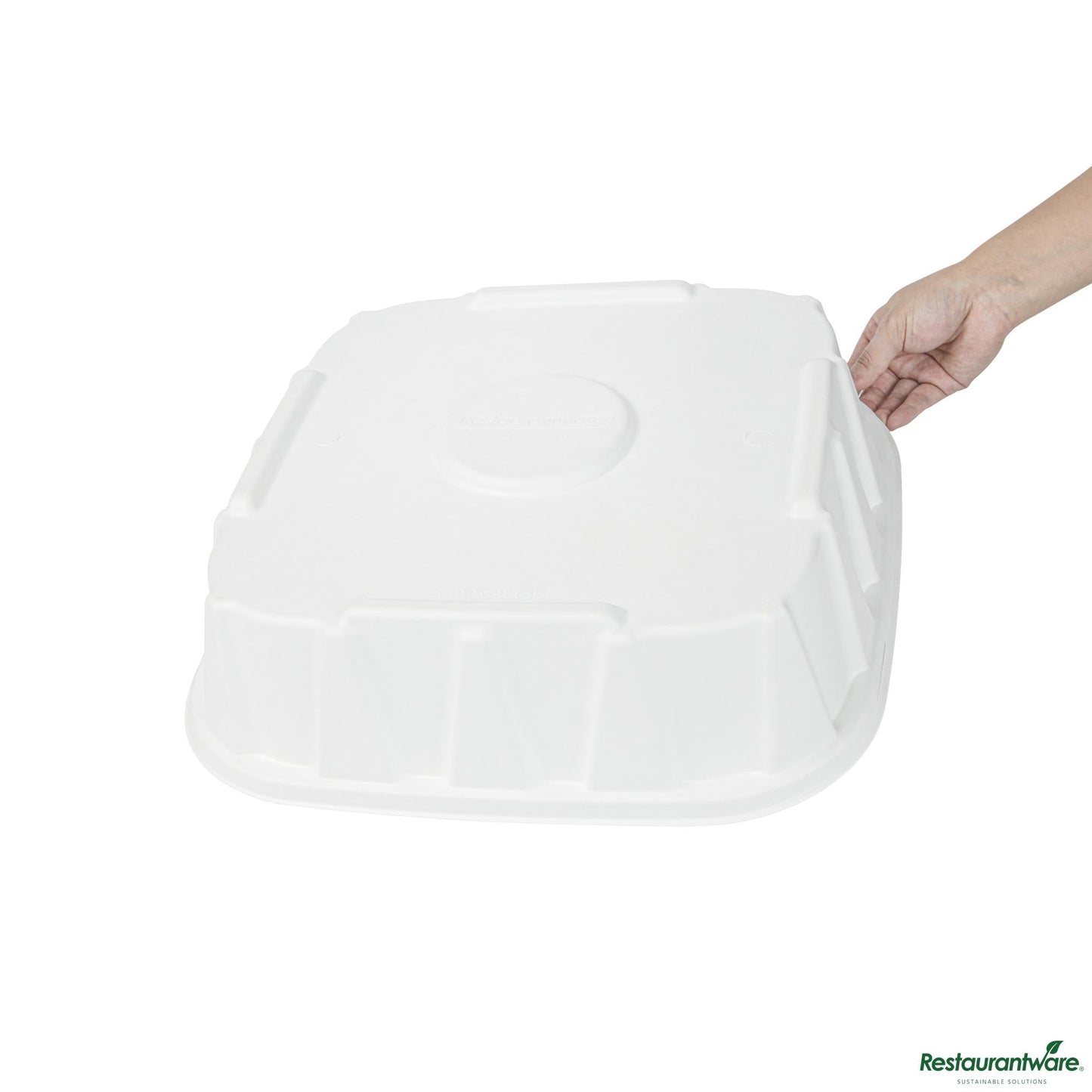 Wholesale Restaurantware Pulp Safe No Pfas Added Square White Sugarcane / Bagasse Tray Lid - Home Compostable, Fits 16"- Bulk