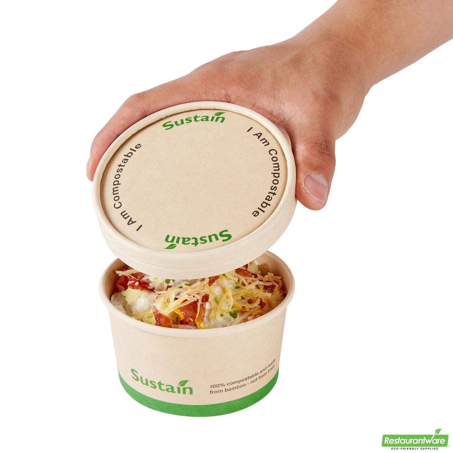 Wholesale Restaurantware Round Bamboo Paper to Go Cup Lid - with Pla Lining, Fits 8 Oz- Bulk