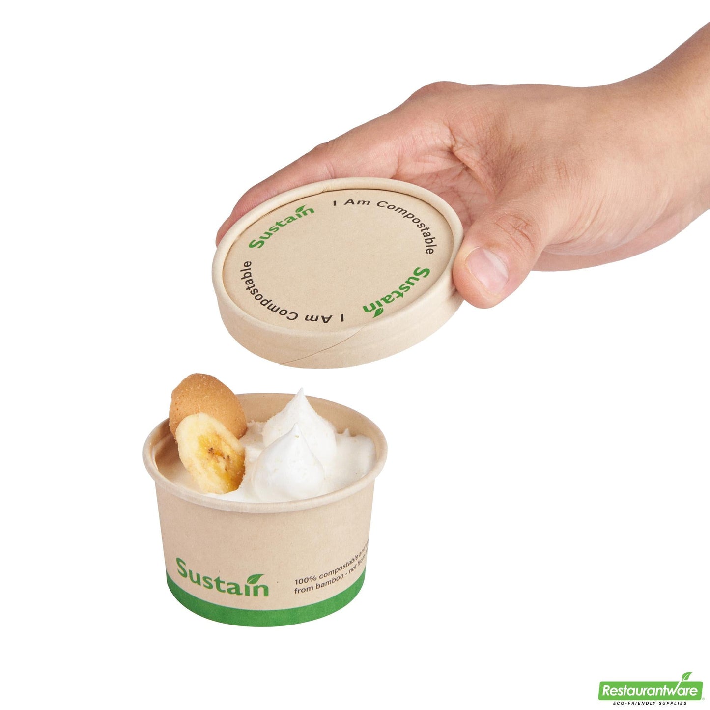 Wholesale Restaurantware Round Bamboo Paper to Go Cup Lid - with Pla Lining, Fits 3 and 4 Oz- Bulk