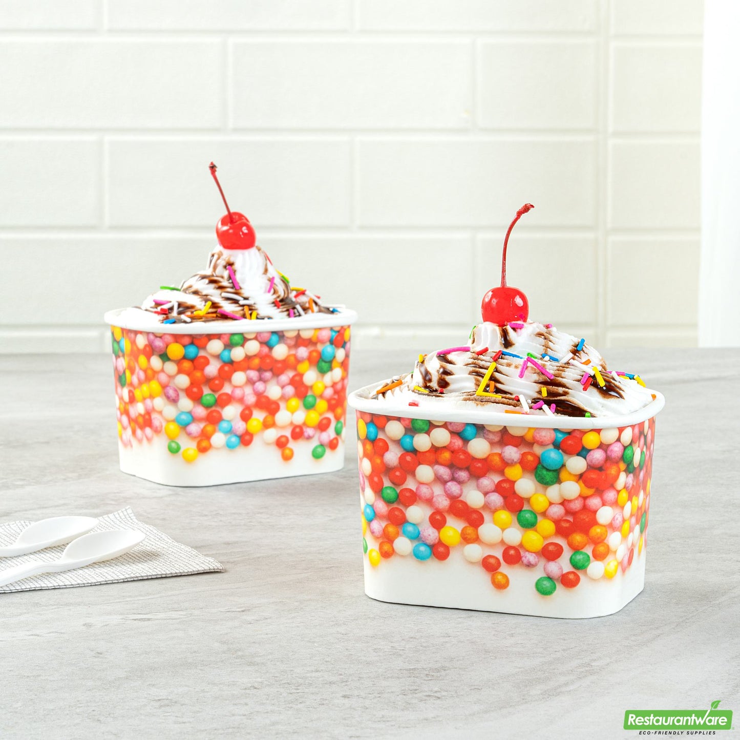 Restaurantware 12 Oz Square Paper to Go Cup - with Round Sprinkles - 4.2" X 3.2" X 2.7"