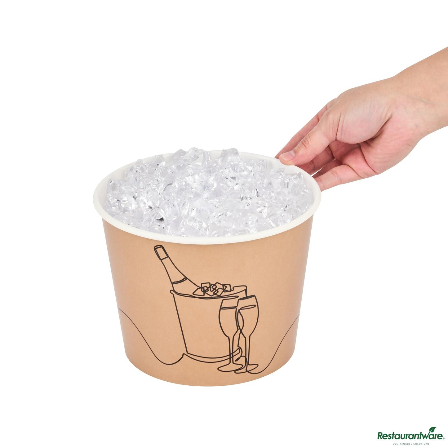 Wholesale Restaurantware 5 Lb Kraft Disposable Paper Ice Bucket - Wide Mouth - 7.5" X 7.5" X 5.8"- Bulk