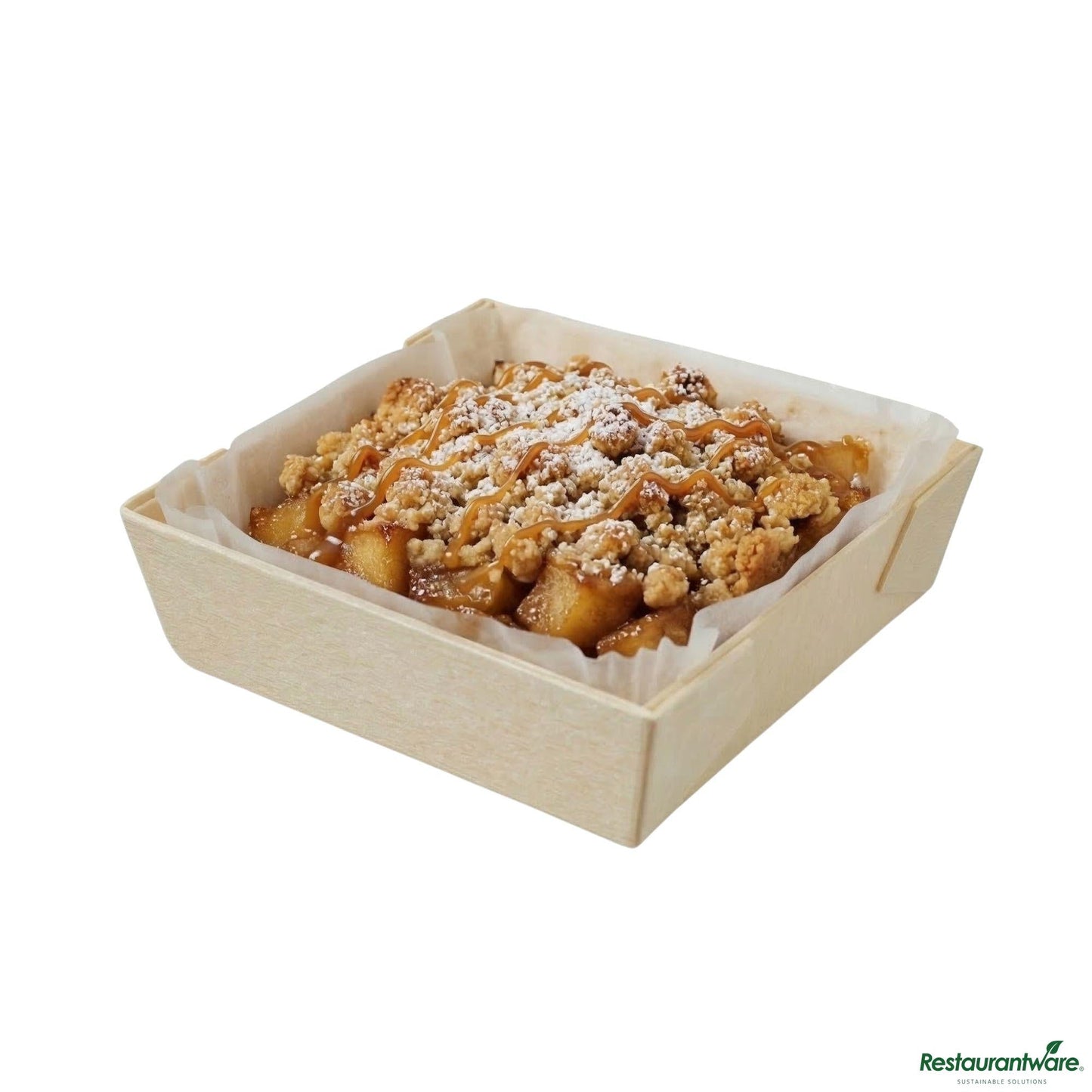 Wholesale Restaurantware Taipei Poplar Baking / Serving Container - with Paper Liner - 2 3/4" X 2 3/4" X 3/4"- Bulk