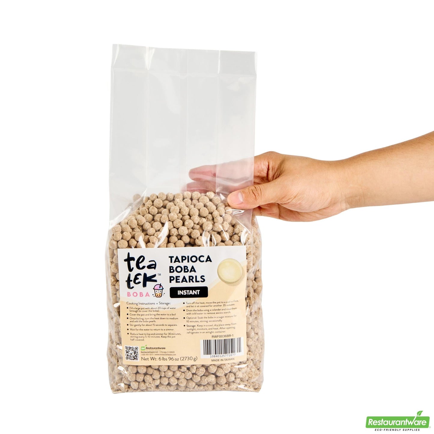 Wholesale Restaurantware Tea Tek 6 Lb Tapioca Boba Pearls - Instant - 1 Count Box- Bulk
