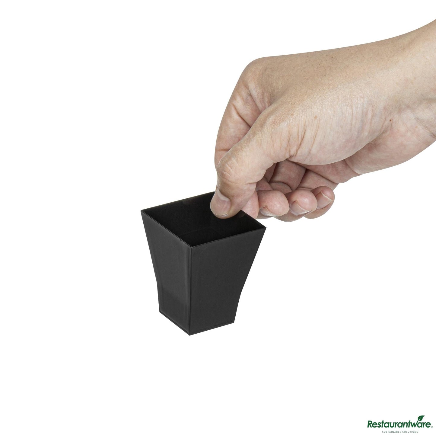 Wholesale Restaurantware 2 Oz Square Black Plastic Bonito Cup - 1 3/4" X 1 3/4" X 2 1/4"- Bulk