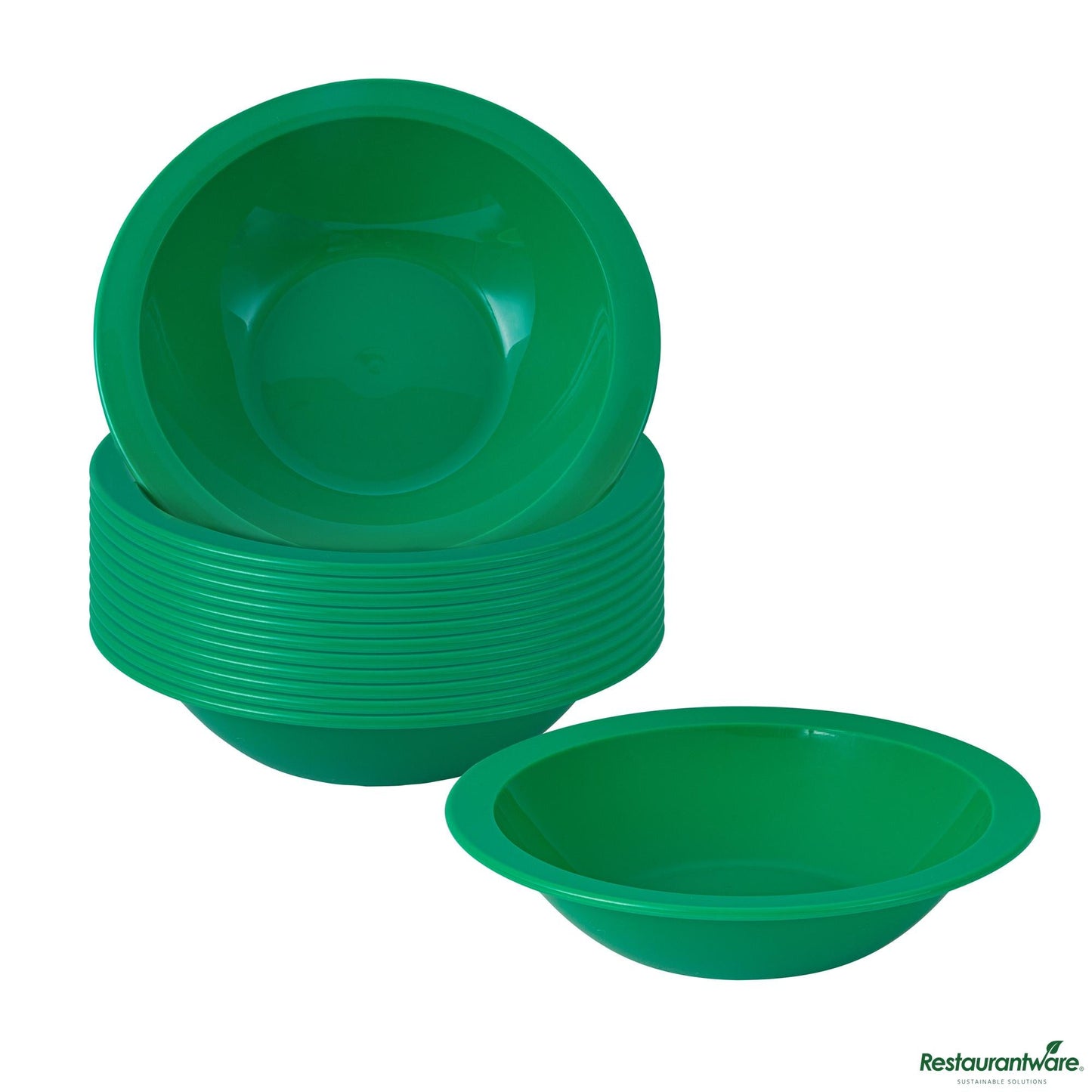 Wholesale Restaurantware 14 Oz Round Green Plastic Bowl - 6.8" X 6.8" X 4.3"- Bulk