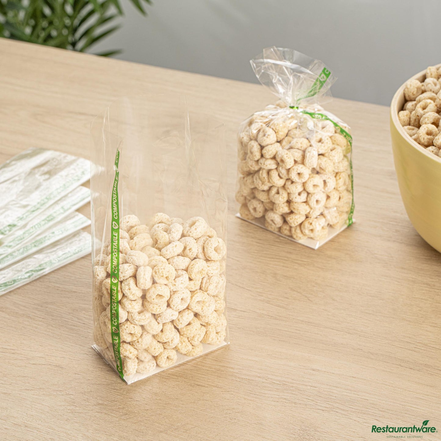 Wholesale Restaurantware Basic Nature Clear Plastic Gusset Bag - Compostable, Heat Sealable - 3" X 2" X 6.5"- Bulk