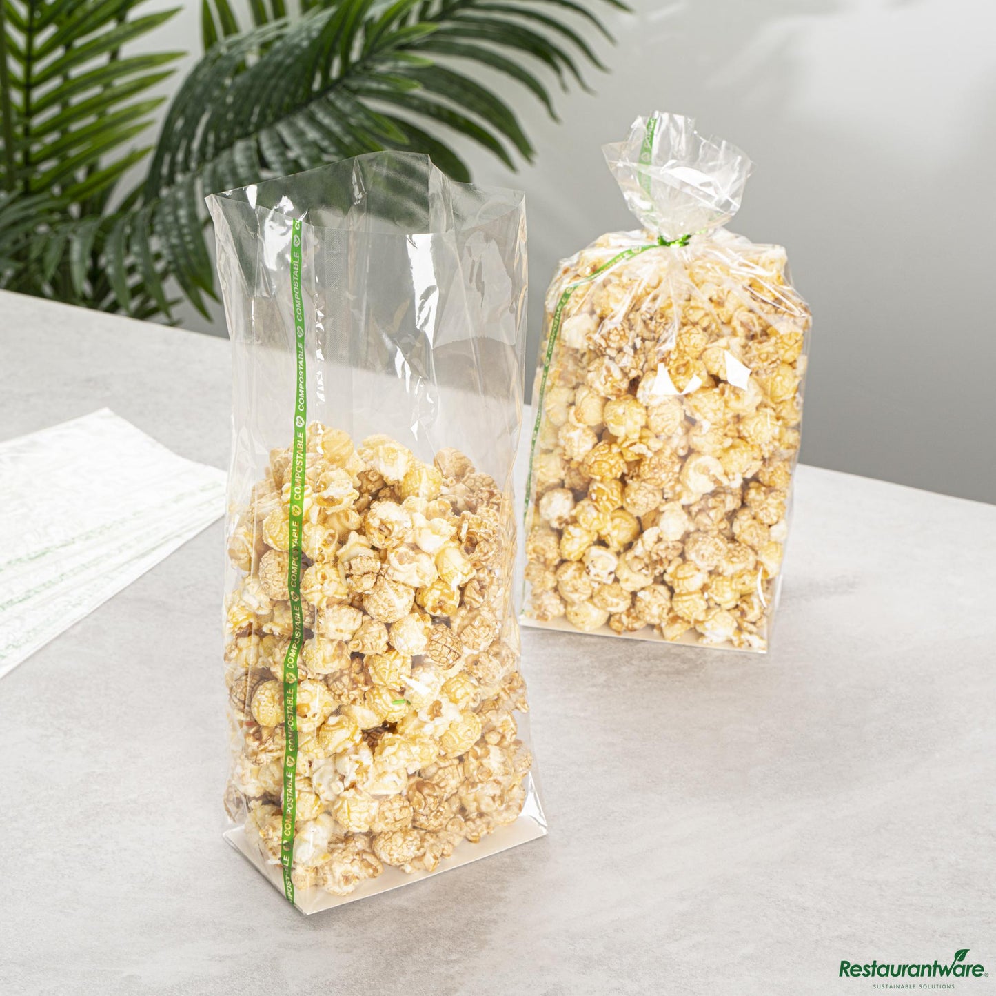 Wholesale Restaurantware Basic Nature Clear Plastic Gusset Bag - Compostable, Heat Sealable - 5" X 3" X 12"- Bulk