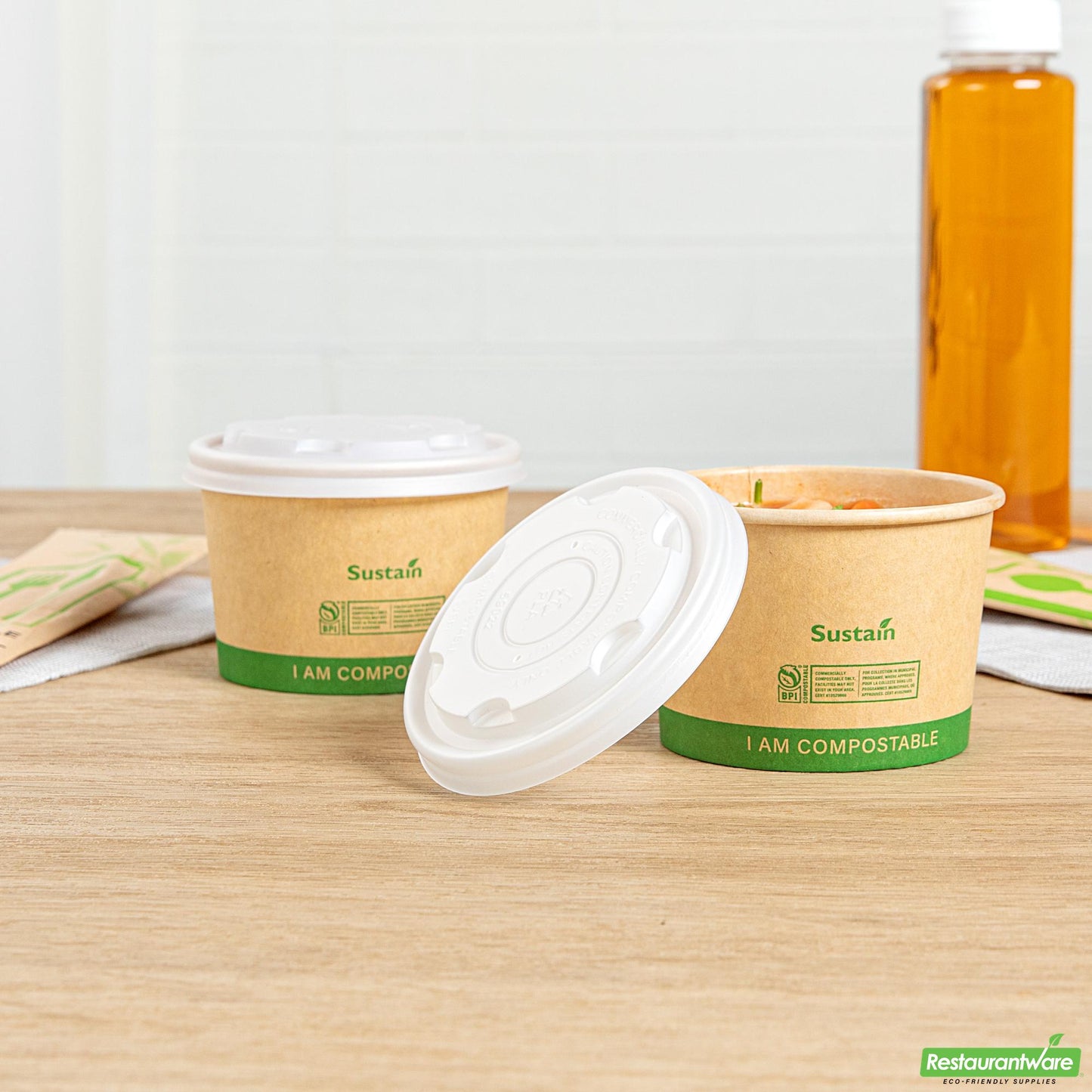 Wholesale Restaurantware Round White Pla Plastic Lid - Compostable - 3.5" X 3.5" X 0.4"- Bulk
