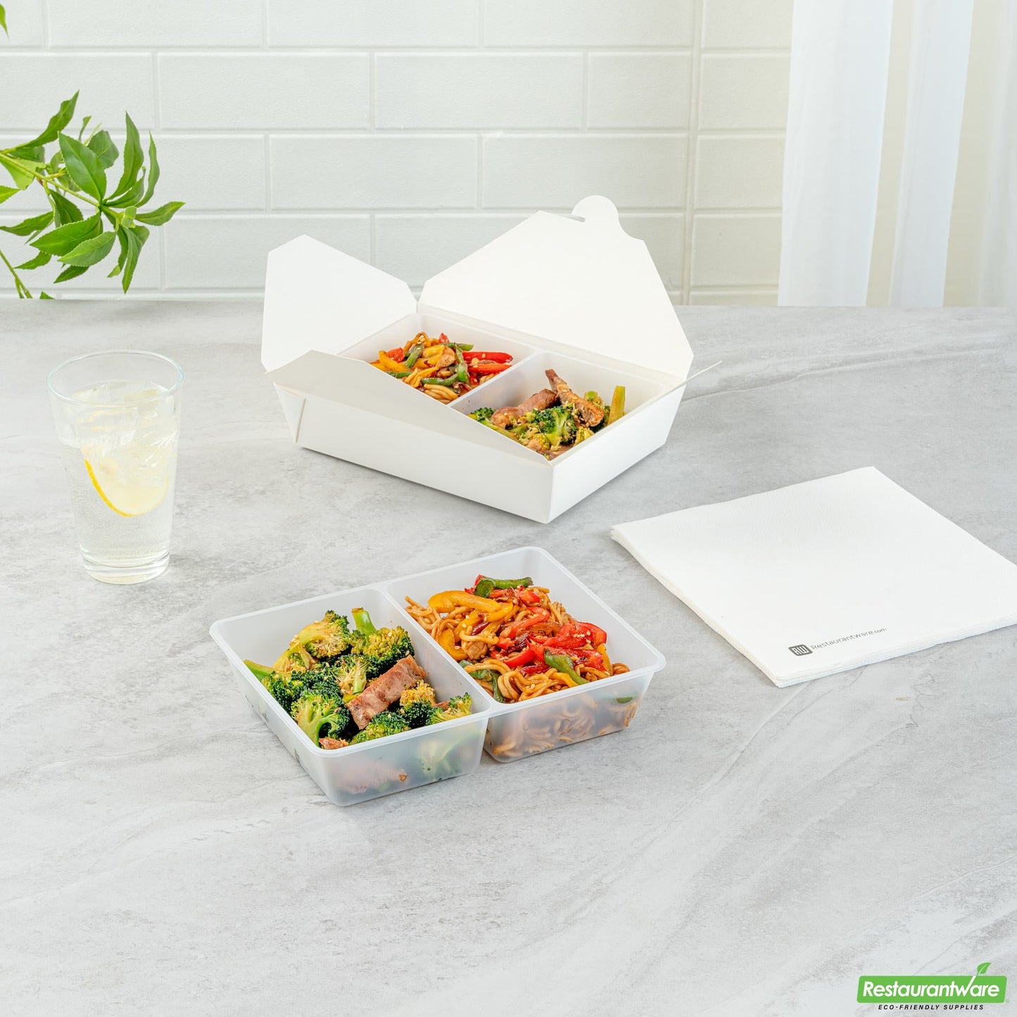 Wholesale Restaurantware 43 Oz White Plastic 2-Compartment Insert Tray - 8" X 6" X 1.8"- Bulk