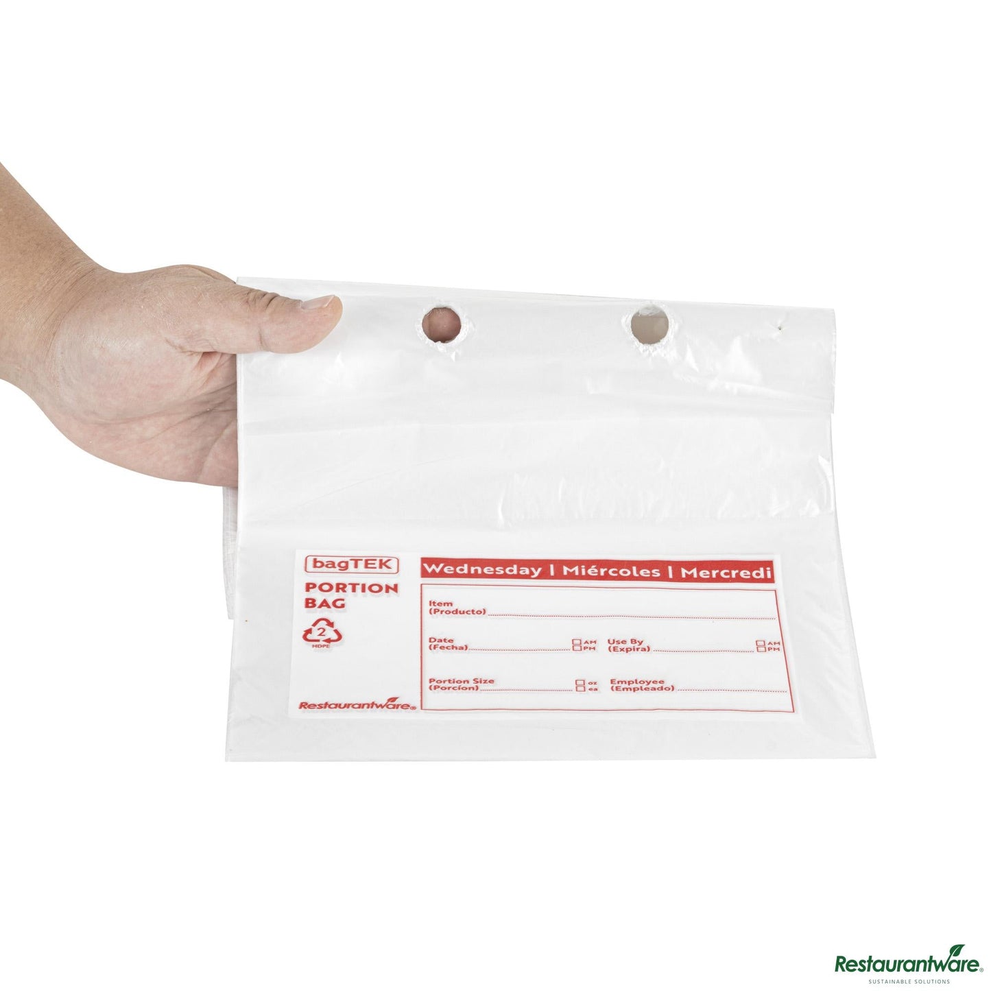 Restaurantware Clear and Red Plastic Day of the Week Wednesday Portion Bag - 8.5"×8.5"×0.001"
