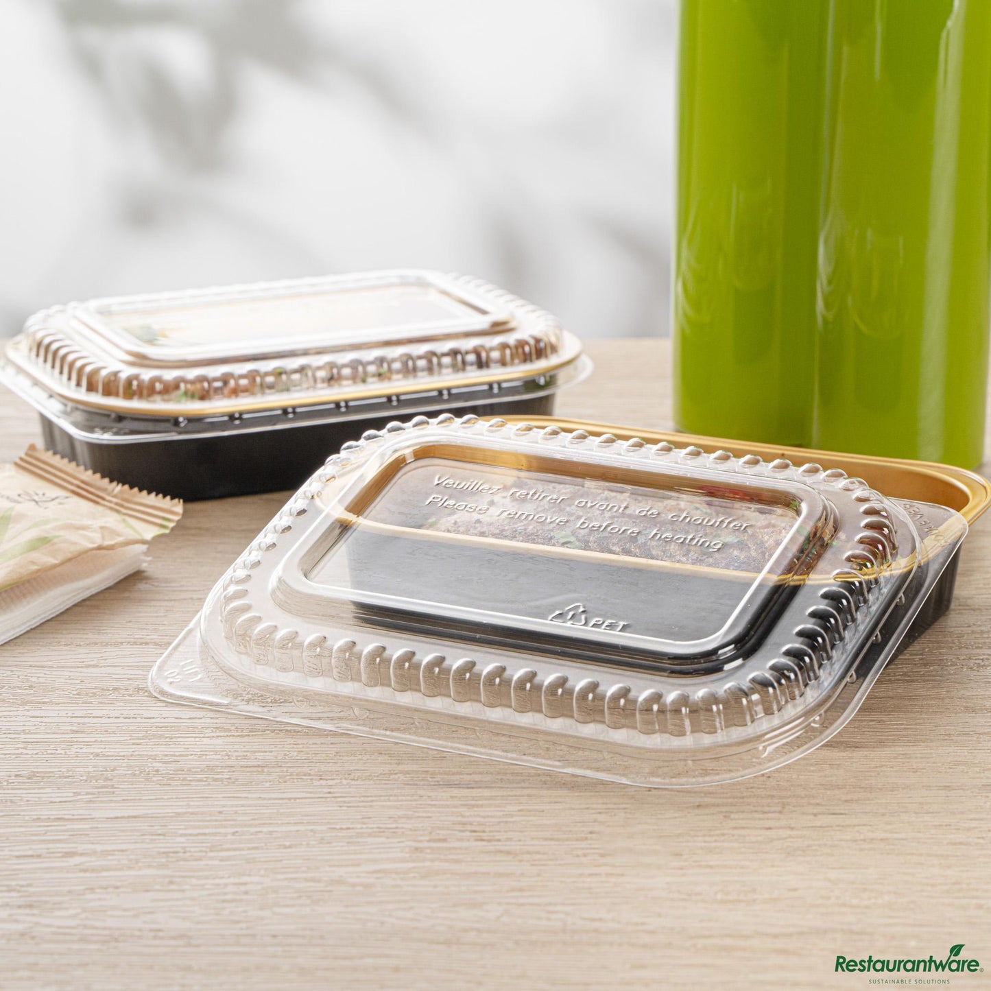 Wholesale Restaurantware Clear Plastic Lid - Fits 14 Oz Foil Take Out Pan - 6.8"×5"×0.8"- Bulk