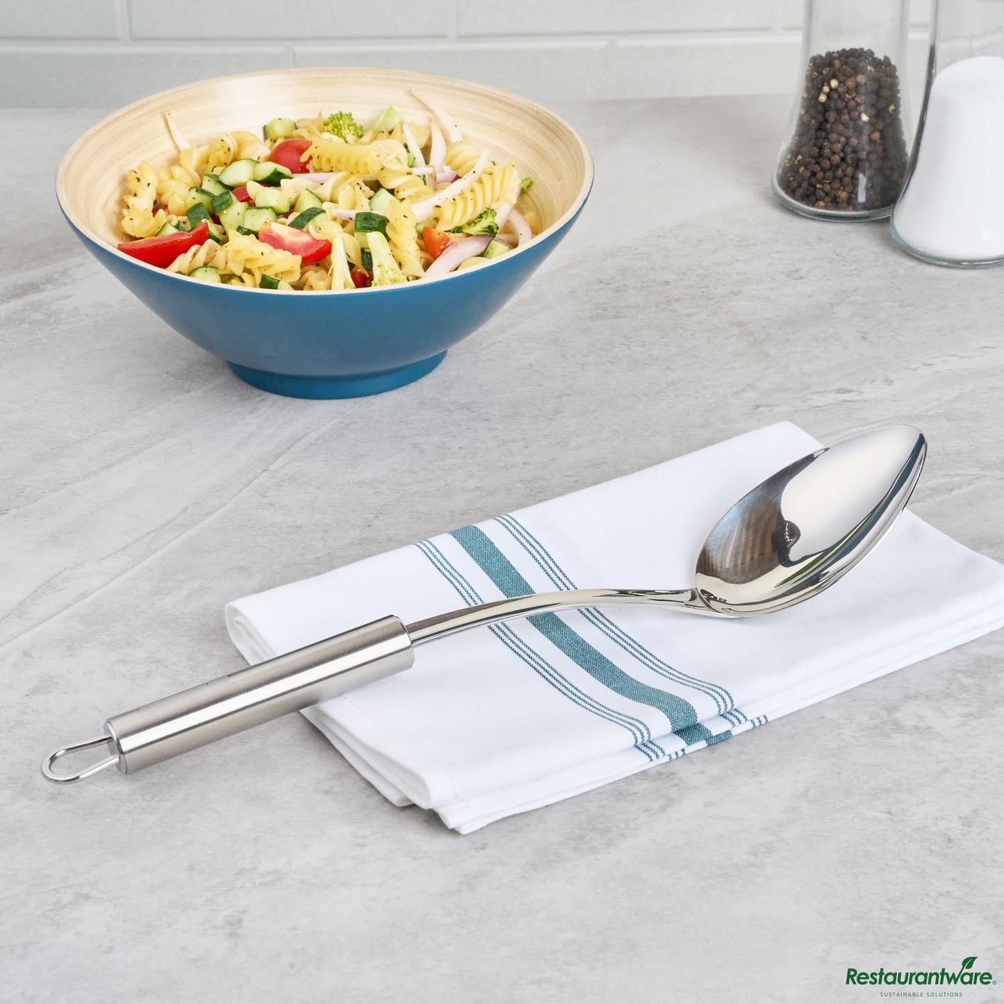 Wholesale Restaurantware Stainless Steel Serving Spoon - Solid - 12.3" X 2.5" X 1.6"- Bulk