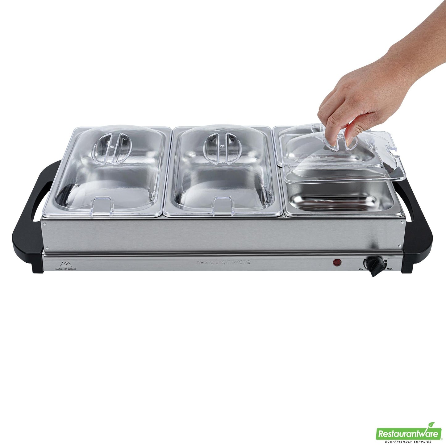 Wholesale Restaurantware Kitchen Tek Stainless Steel Buffet Server and Food Warmer - 120v, with (2) 1 Qt and (2) 2.5 Qt Buffet Pans - 1 Count Box- Bulk