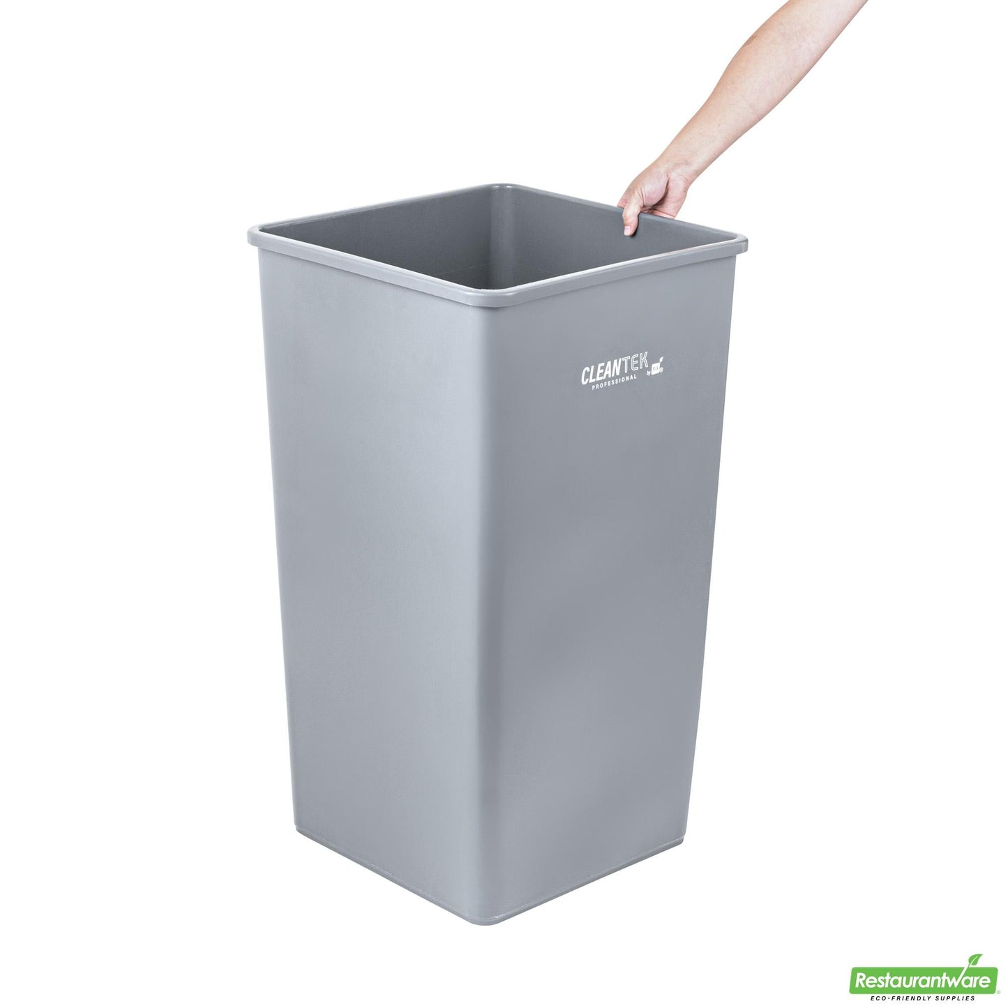 Wholesale Restaurantware Clean Tek Professional 50 Gal Square Gray Plastic Trash Can - 19 1/2" X 19 1/2" X 34 1/4" - 1 Count Box- Bulk