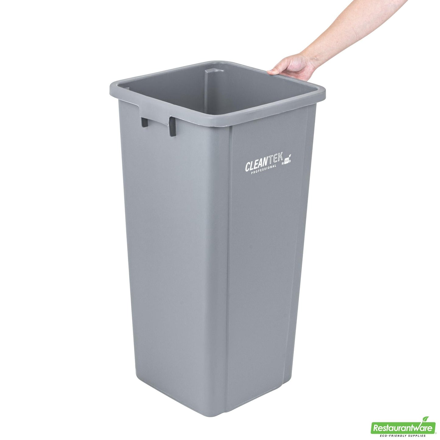 Wholesale Restaurantware Clean Tek Professional 23 Gal Square Gray Plastic Trash Can - 16" X 15 3/4" X 30 3/4" - 1 Count Box- Bulk