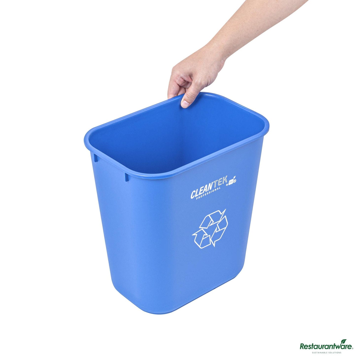 Wholesale Restaurantware 13 Qt / 3 Gal Rectangle Blue Recycling Wastebasket / Trash Can - 11.7" X 7.9" X 12"- Bulk