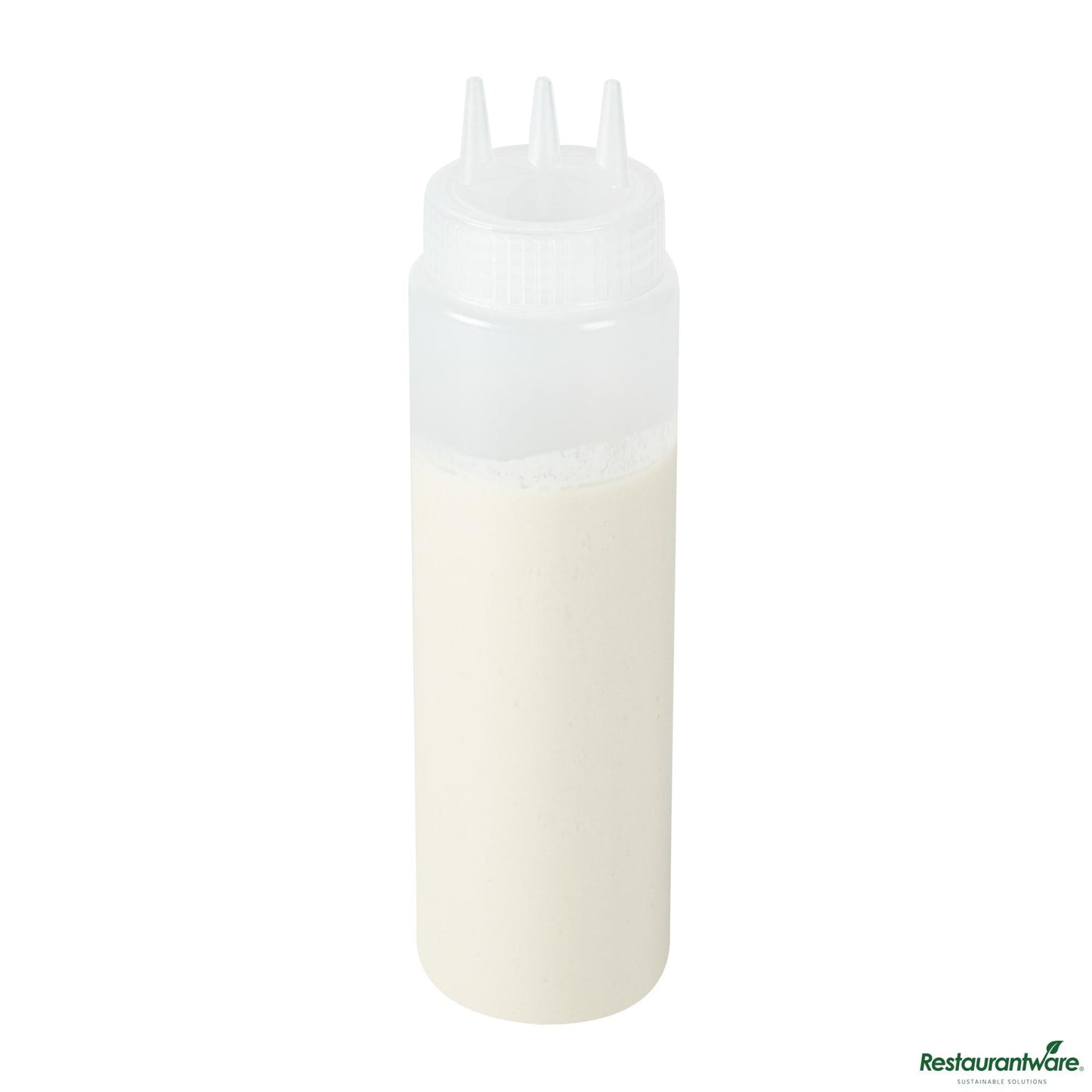 Wholesale Restaurantware 32 Oz Clear Plastic All-Purpose Squeeze Bottle - Triple Dispersion Tip - 3.1" X 3.1" X 10.8"- Bulk