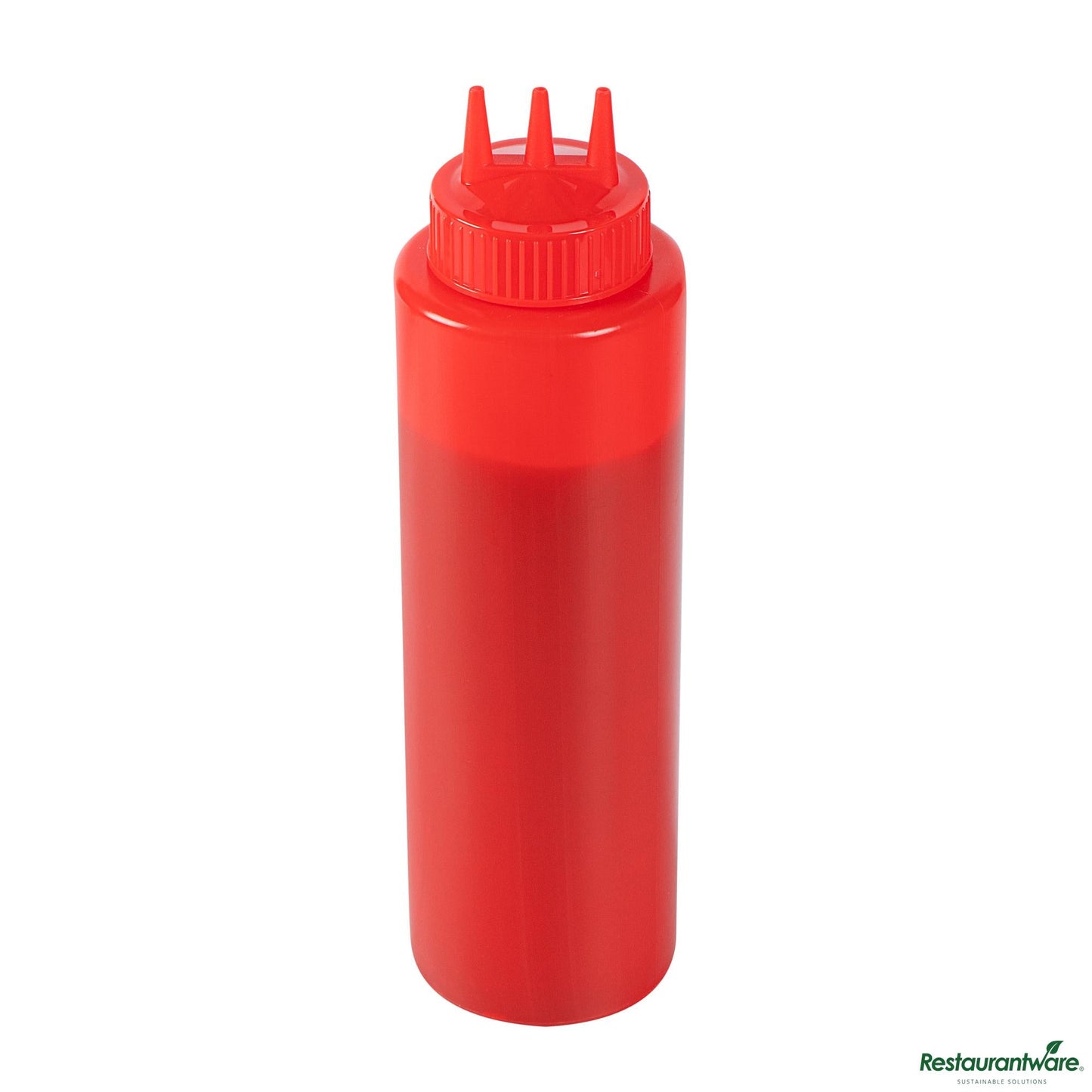 Wholesale Restaurantware 32 Oz Red Plastic Ketchup Squeeze Bottle - with Triple Dispersion Tip - 3.1" X 3.1" X 10.8"- Bulk