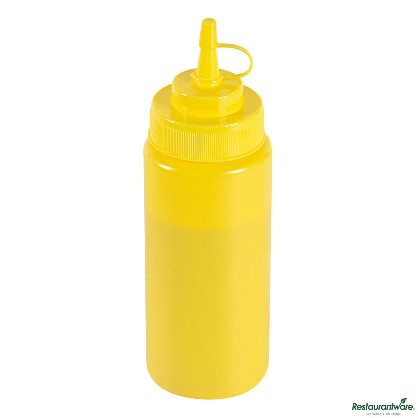 Wholesale Restaurantware 16 Oz Yellow Plastic Squeeze Bottle - with Cap, Wide Mouth - 2.6" X 2.6" X 7.9"- Bulk