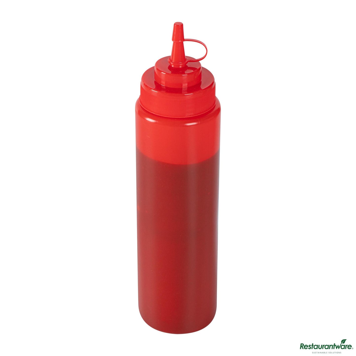 Wholesale Restaurantware 24 Oz Red Plastic Squeeze Bottle - with Cap, Wide Mouth - 2.6" X 2.6" X 10.2"- Bulk