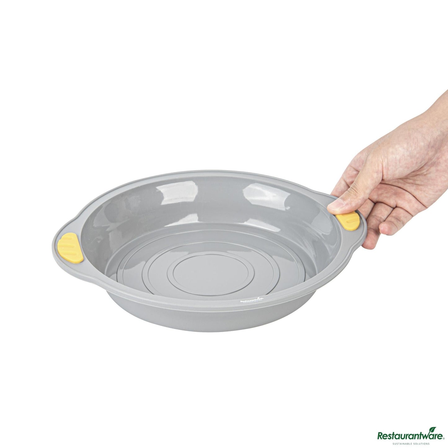 Wholesale Restaurantware Round Gray Silicone Cake Pan - Non-Stick, with Handles - 11.2" X 10.2" X 1.8"- Bulk