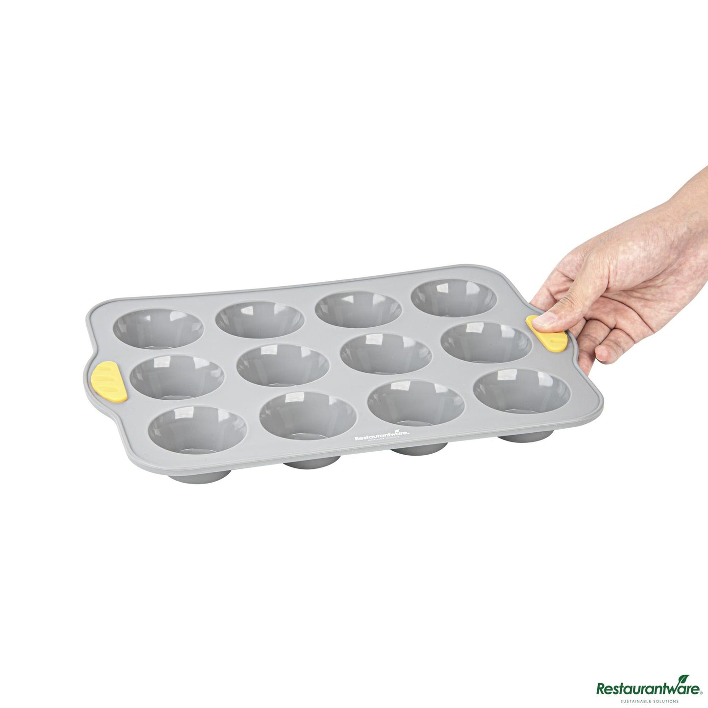 Wholesale Restaurantware Gray Silicone Muffin / Cupcake Pan - Non-Stick, with Handles - 13" X 9.3" X 1.2"- Bulk