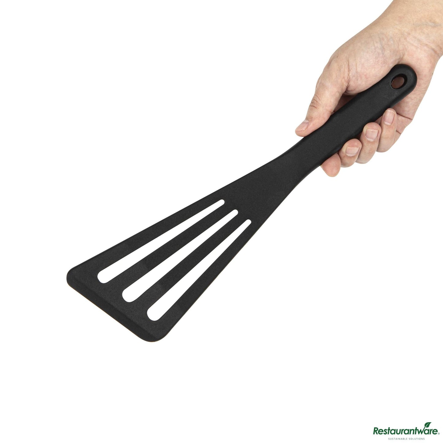 Wholesale Restaurantware Black Silicone High Temperature Slotted Turner / Spatula - 12.3" X 3.5" X 0.5"- Bulk