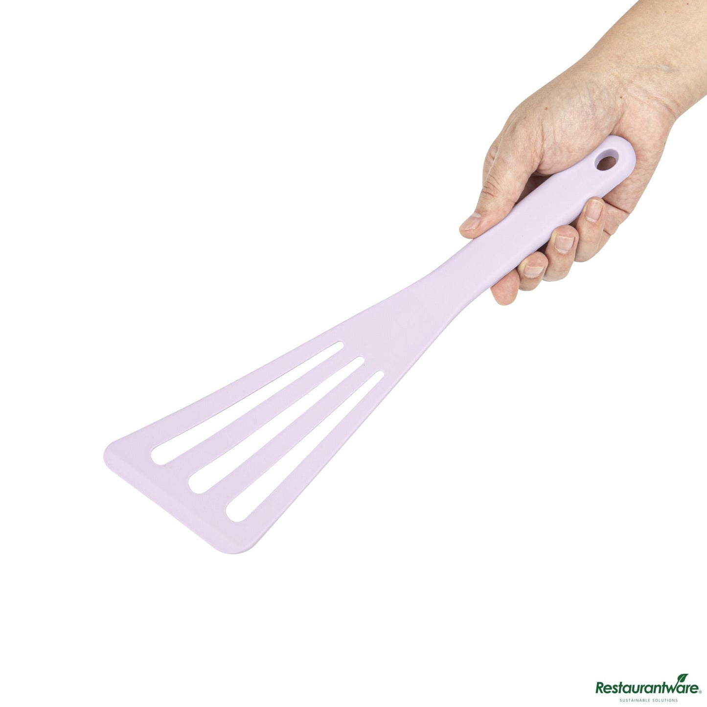 Wholesale Restaurantware Purple Silicone High Temperature Slotted Turner / Spatula - 12.3" X 3.5" X 0.5"- Bulk