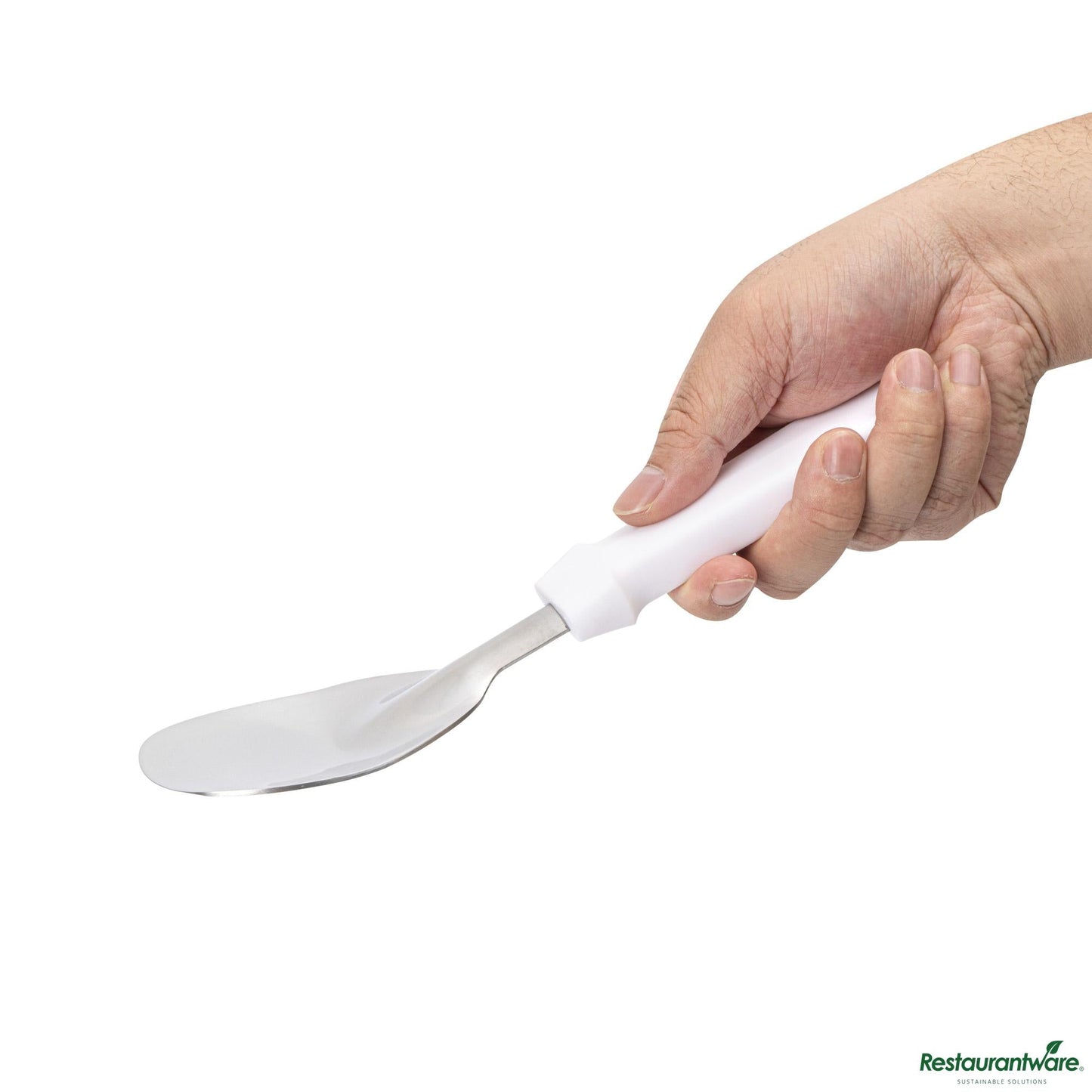 Wholesale Restaurantware Stainless Steel Ice Cream Spade - with White Handle - 9.8"×3"×1.2"- Bulk