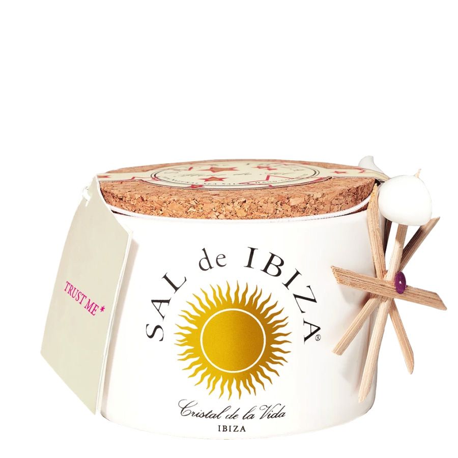Wholesale Sal de Ibiza Fleur de Sel, Holidays Ceramic Pot 140 gr ()- Bulk