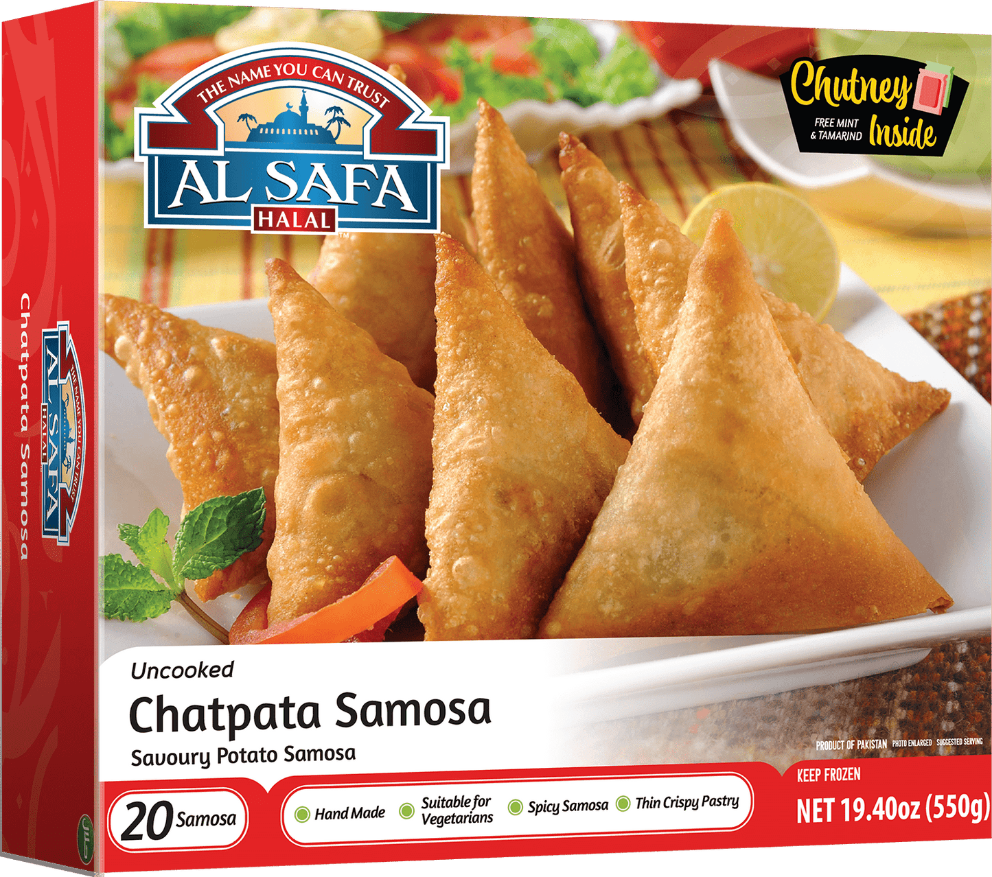 Wholesale Al Safa Halal Chatpata Samosa 19.4oz(20pcs)- Bulk