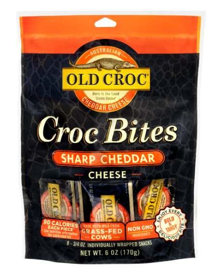 Wholesale Old Croc Bites Sharp Cheddar Cheese Snack 6 oz Bag- Bulk