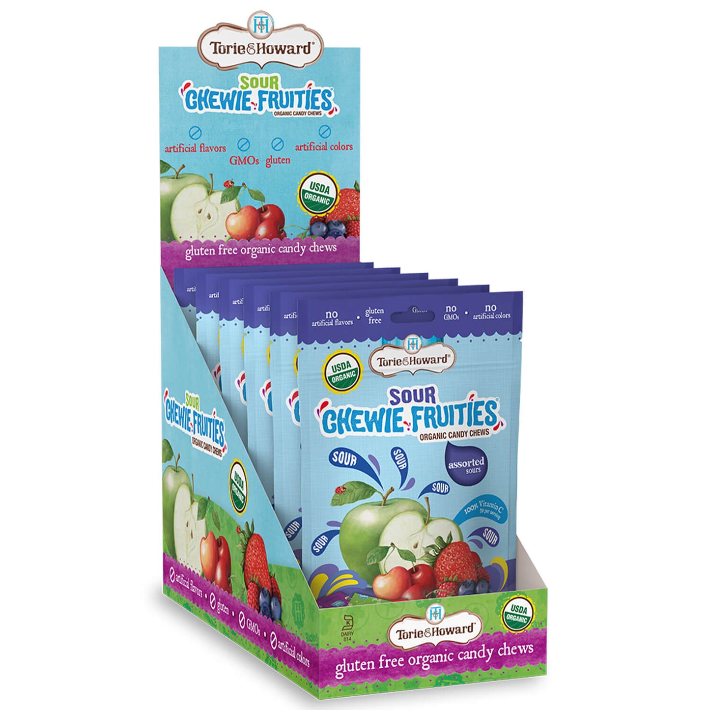 Wholesale Torie & Howard Assorted Sour Organic Chewie Fruities® Candy, 4oz- Bulk