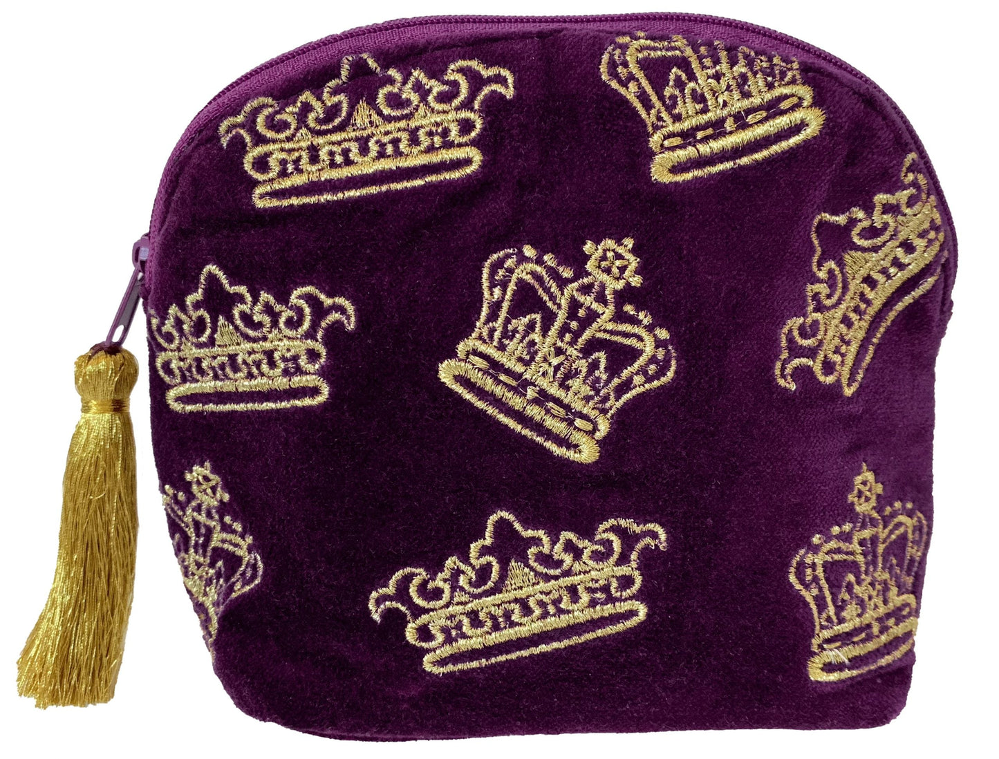 Wholesale Crown Embroidered Cosmetic Bag with Tassel- Bulk