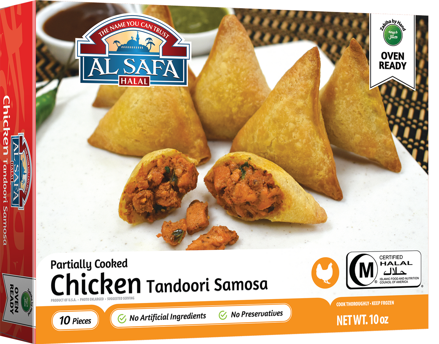 Wholesale Al Safa Halal Chicken Tandoori Samosa 10oz- Bulk