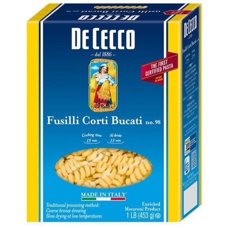 Wholesale De Cecco Case Fusilli Bucati Pasta #98- Bulk