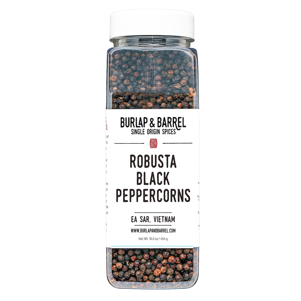 Wholesale Burlap & Barrel Whole Robusta Black Peppercorns 16oz- Bulk