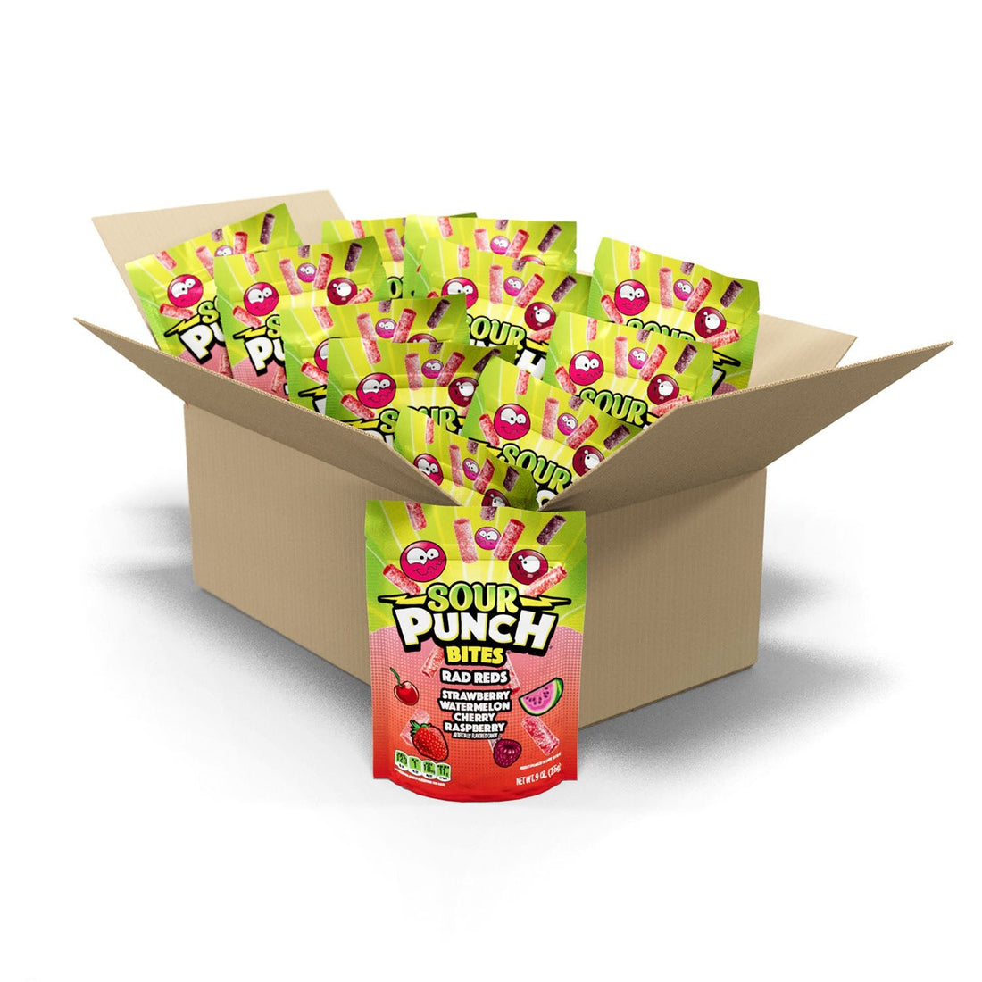 Wholesale Sour Punch Bites, Rad Red Candy Flavors, Stand Up Bag 9 Oz- Bulk