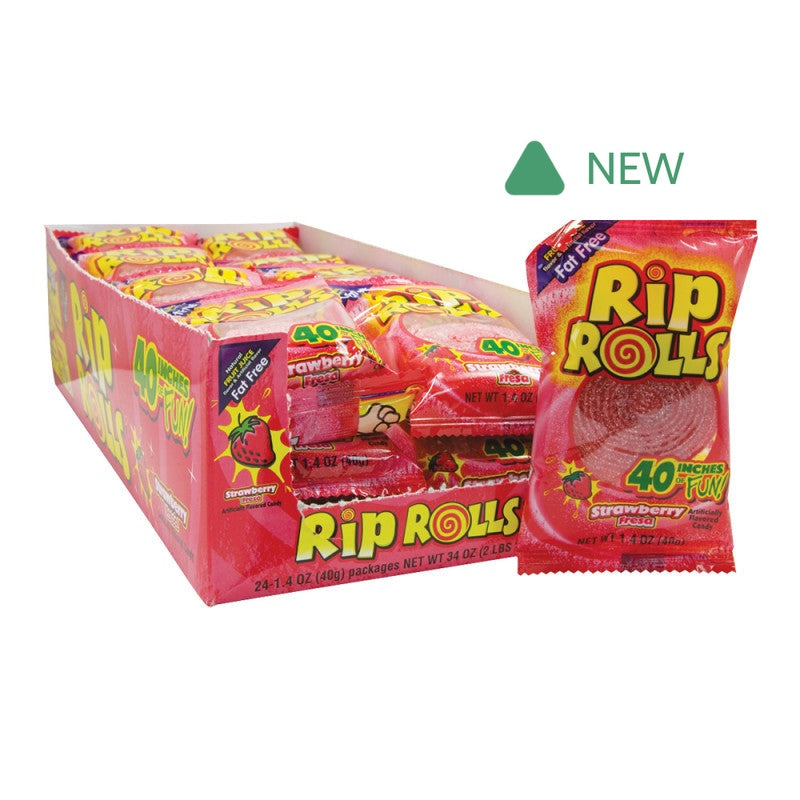 Wholesale Rip Rolls Sour Strawberry 1.4 Oz- Bulk