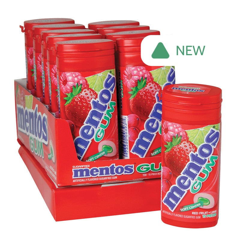 Wholesale Mentos Gum Sugar Free Red Fruit And Lime 1.06 Oz- Bulk