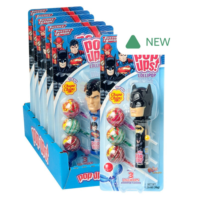 Wholesale Pop Ups Justice League Lollipop 1.26 Oz Blister Pack- Bulk
