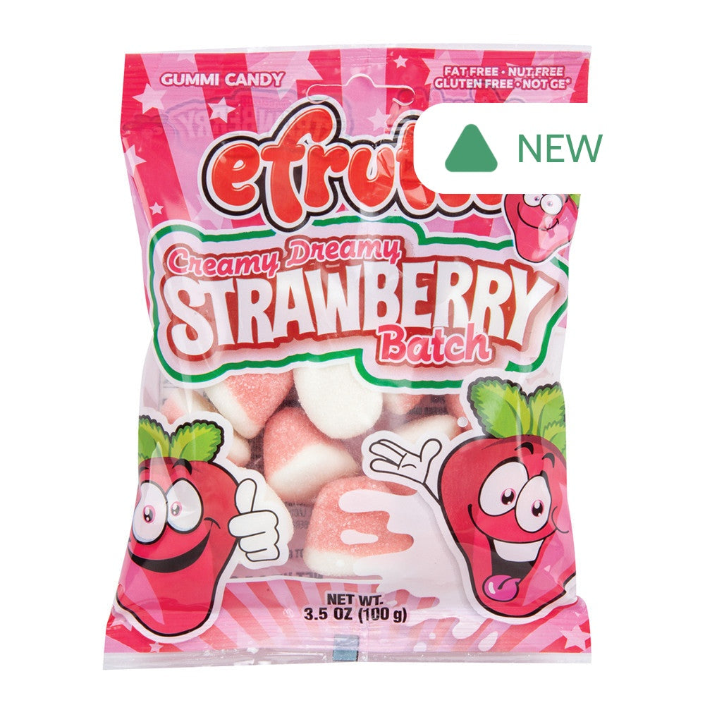 Wholesale Efrutti Creamy Dreamy Strawberry Batch Gummi Candy 3.5 Oz Peg Bag- Bulk