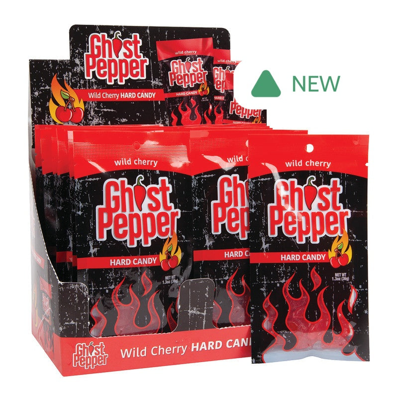 Wholesale Ghost Pepper Wild Cherry Hard Candy 1.3 Oz Peg Bag- Bulk