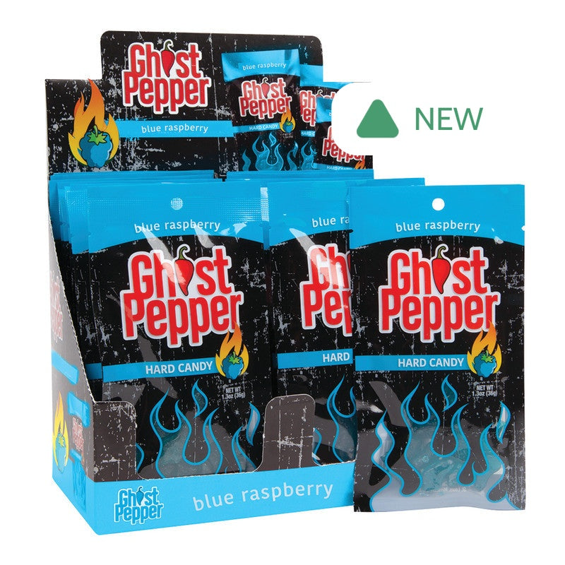 Wholesale Ghost Pepper Blue Raspberry Hard Candy 1.3 Oz Peg Bag- Bulk