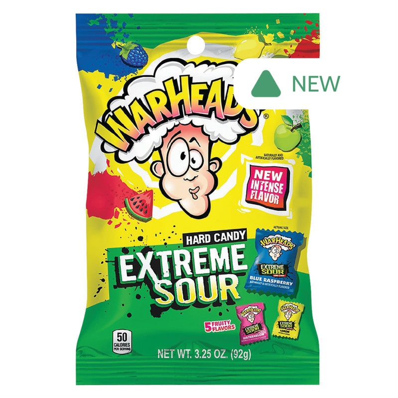 Wholesale Warheads Extreme Sour Hard Candy 3.25 Oz Peg Bag- Bulk