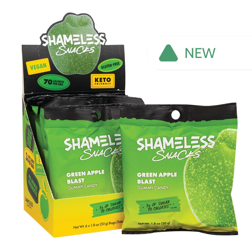 Wholesale Shameless Snacks Green Apple Blast Gummy Candy 1.08 Oz Bag- Bulk