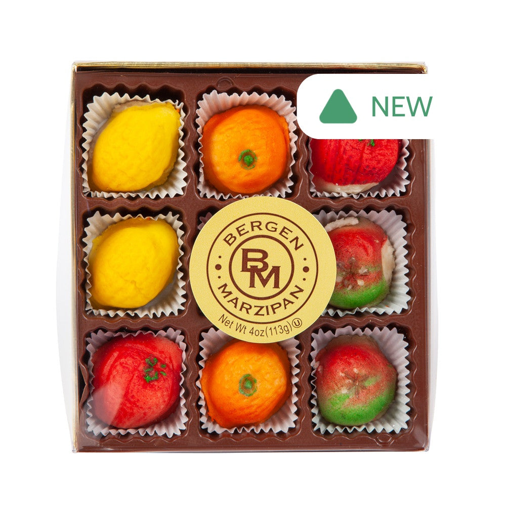 Wholesale Bergen Marzipan Fruit Gold Box 9-Piece 4 Oz- Bulk