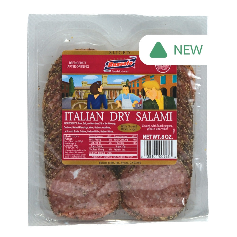 Wholesale Busseto Sliced Pepper Italian Dry Salami 8 Oz- Bulk