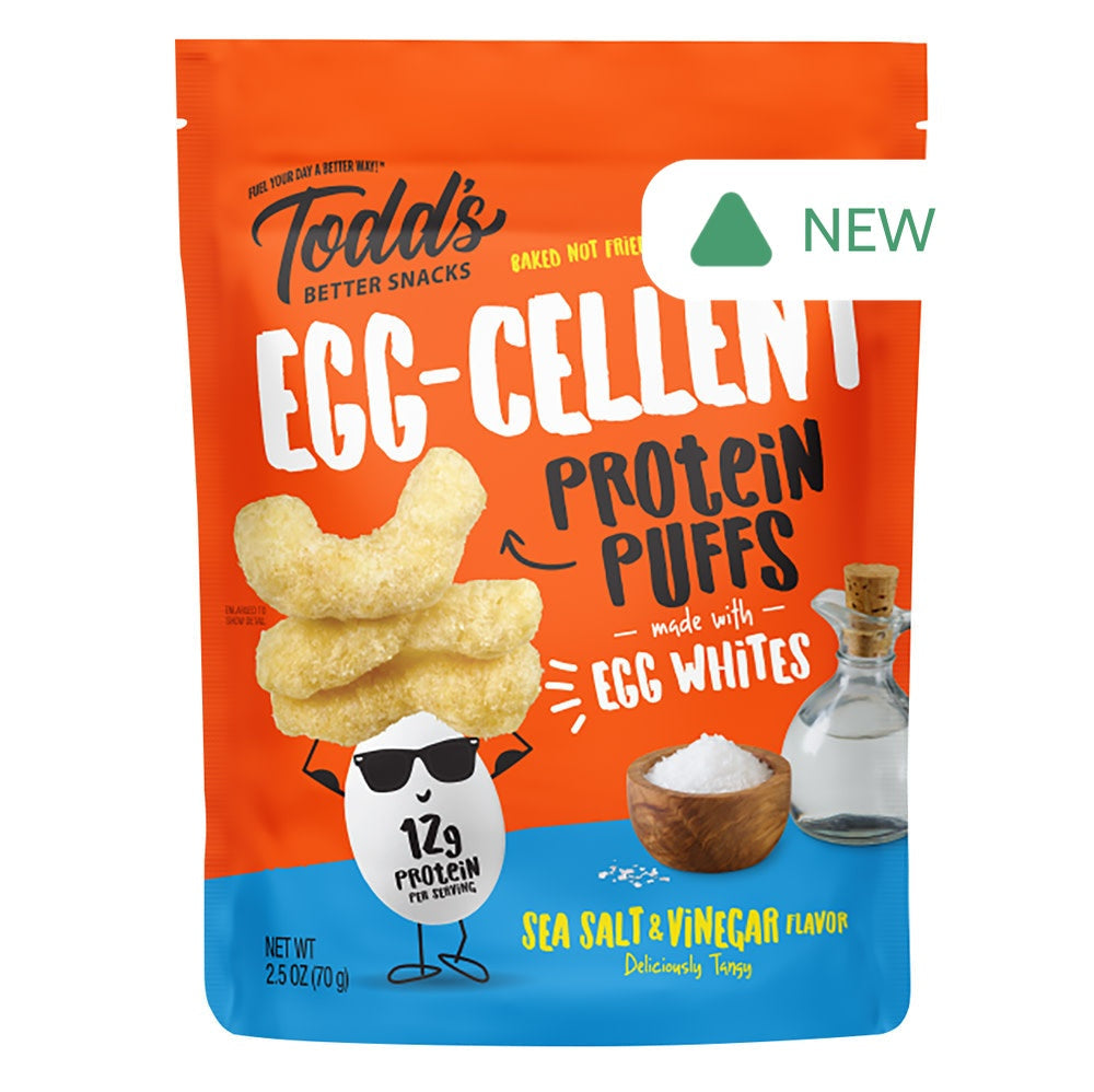 Wholesale Todd’S Egg-Cellent Protein Puffs Sea Salt & Vinegar 2.5 Oz Bag- Bulk