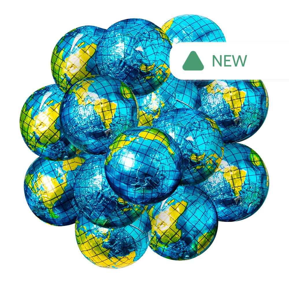 Wholesale Foiled Milk Chocolate World Globe Balls- Bulk